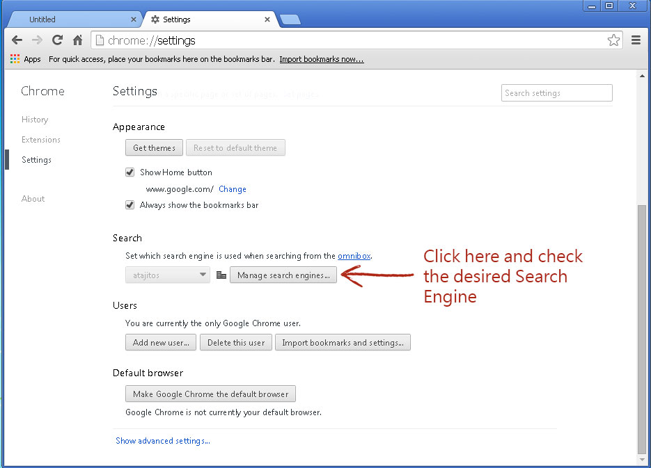 change search engine chrome