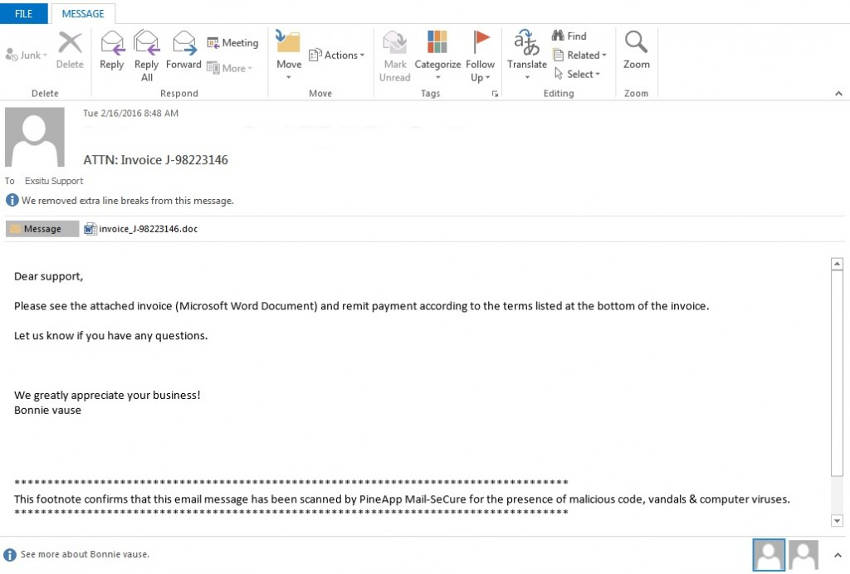 locky ransomware email message